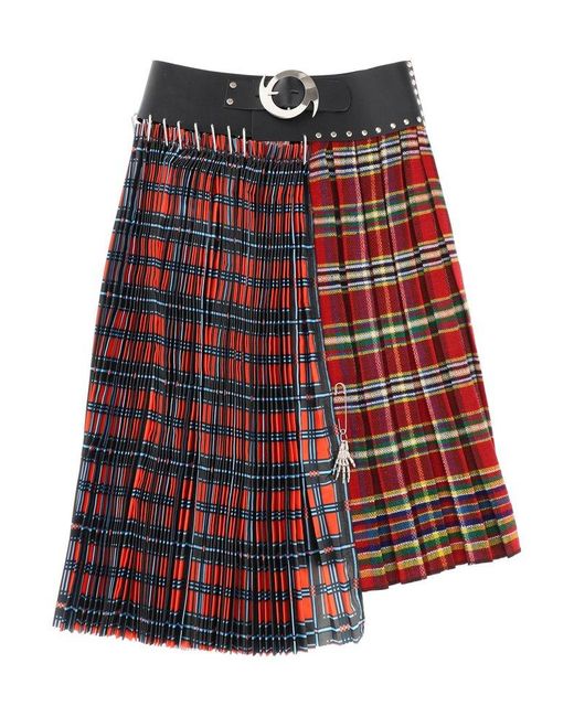 Chopova Lowena Red Pleated Midi Skirt