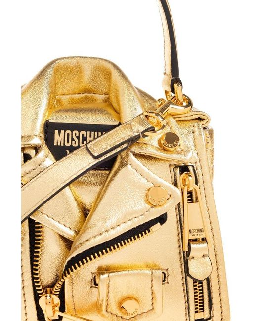 Moschino Logo-patch Biker Metallic Tote Bag