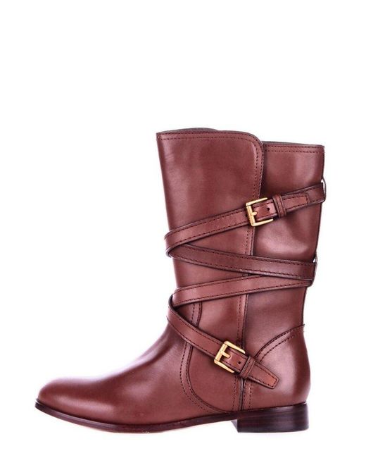 Ralph Lauren Red Strap Detailed Boots