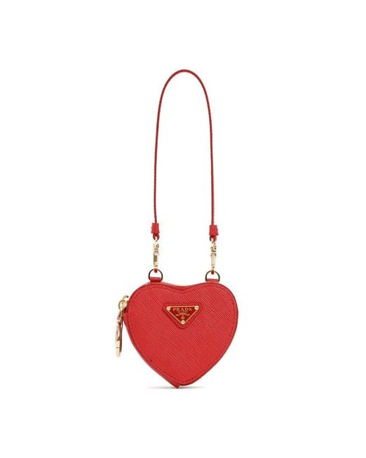 Prada Heart Saffiano Mini Shoulder Bag in Red | Lyst