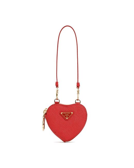 Prada Heart Saffiano Mini Shoulder Bag in Red | Lyst Canada