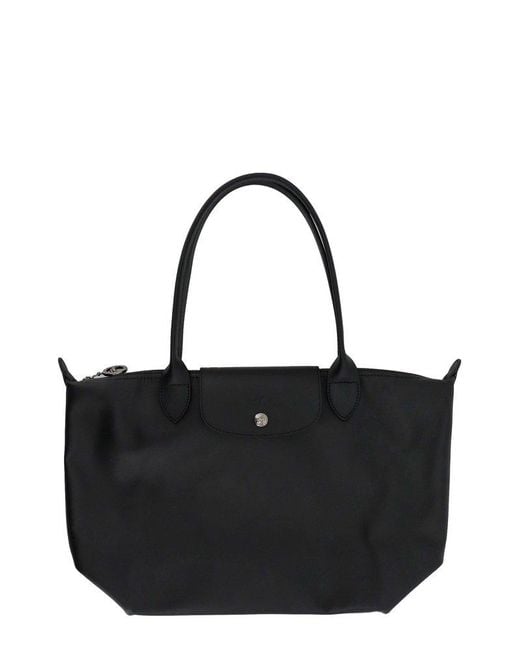 Longchamp Black Le Pliage Xtra Snap-buttoned Medium Tote Bag