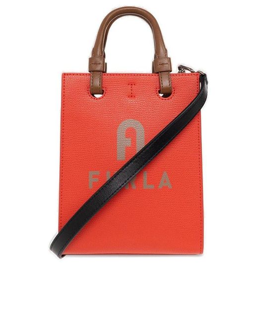 Furla Red Varsity Style Mini Tote Bag