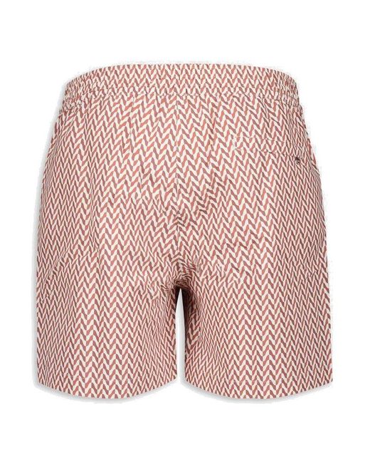 Frescobol Carioca Pink Copacabana Herringbone Classic Swim Shorts for men