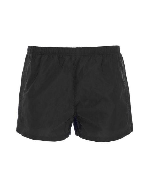 Prada Black Logo Patch Swim Shorts for men