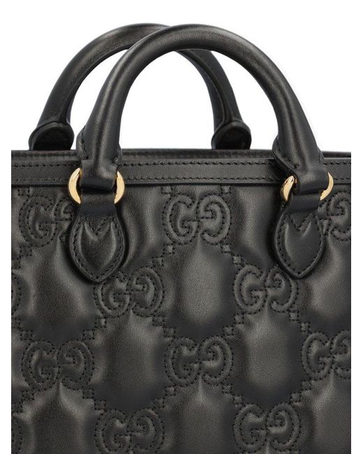 Gucci Black Small GG Matelassé Top-handle Bag