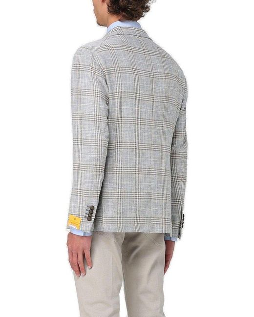 Tagliatore Gray Checked Single-Breasted Blazer for men