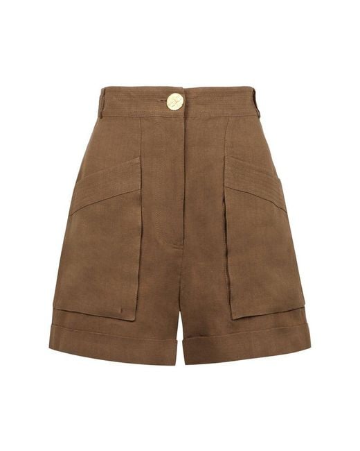 LeKasha Brown Button Detailed Shorts