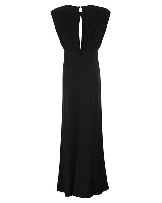 Max Mara Black Randers Georgette And Enver Satin Long Dress