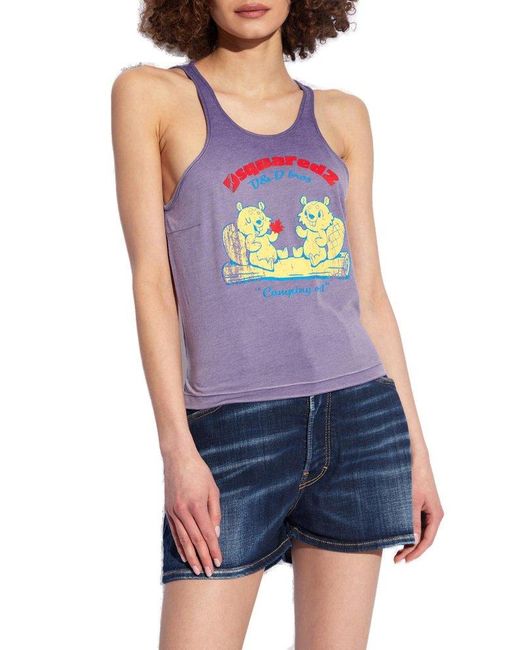 DSquared² Purple Top With Denuded Back,