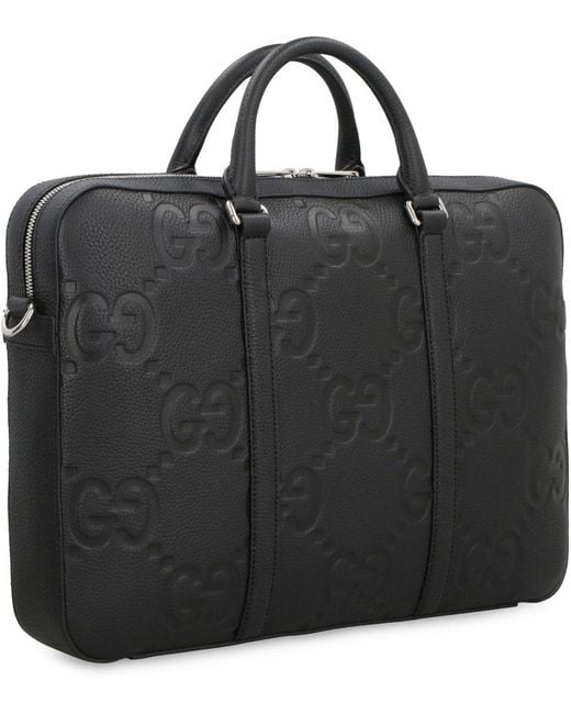 Gucci Black Jumbo GGLEATHER Briefcase for men
