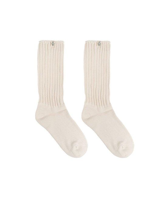 Ugg White Tyla Slouchy Crew Socks