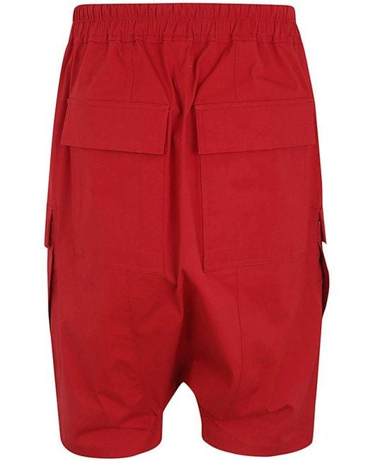 Rick Owens Red Cargo Pods Shorts Clothing for men