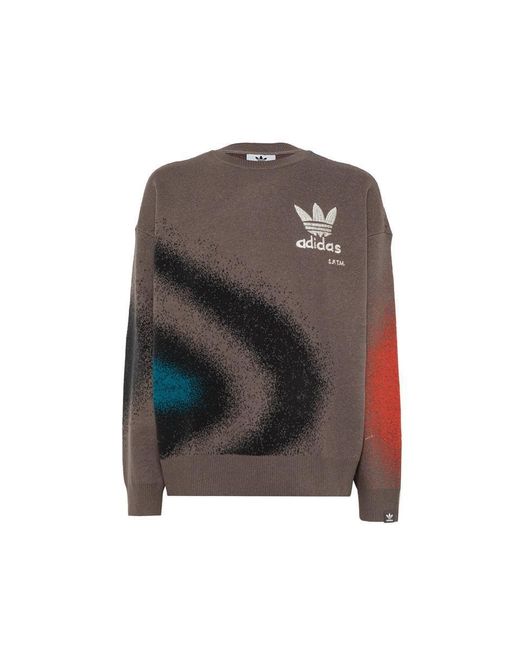 Adidas Originals Brown Logo Embroidered Knitted Jumper for men