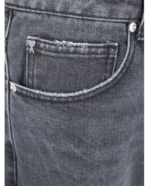 AMI Gray Paris Belt-looped Mid-rise Jeans for men