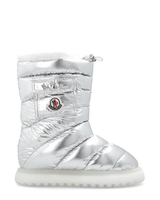 Moncler White Logo Patch Puffer Boots