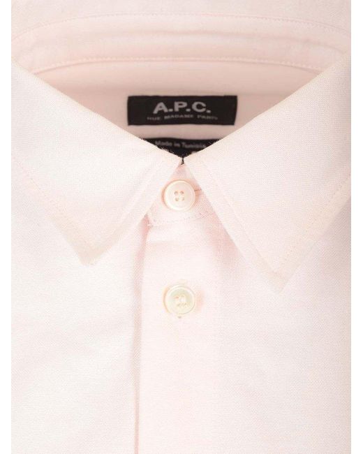 A.P.C. White Long-Sleeved Straight-Hem Shirt