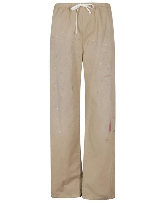 MM6 by Maison Martin Margiela Natural Hand-Painted Wide-Leg Cotton Gabardine Pants for men