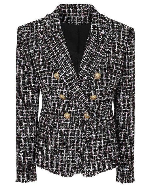 Balmain Black 6-button Tweed Jacket