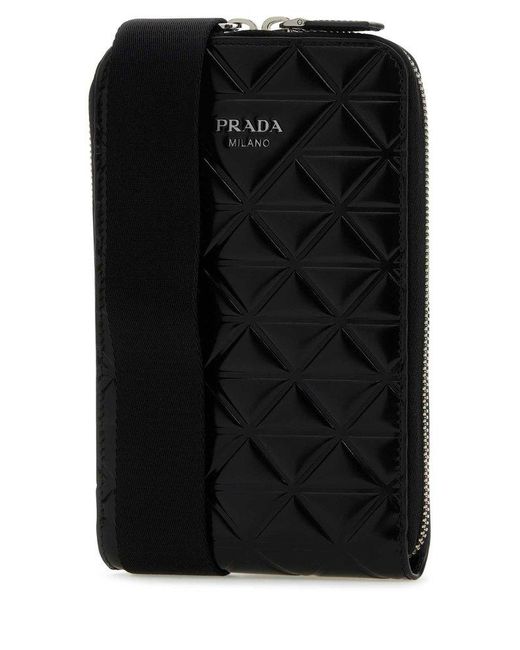 Prada Black Leather Phone Case for men