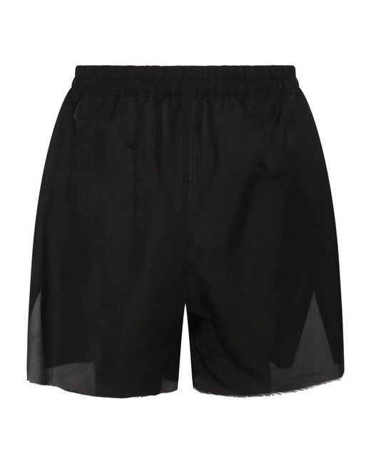 Rick Owens Black Silk Shorts for men
