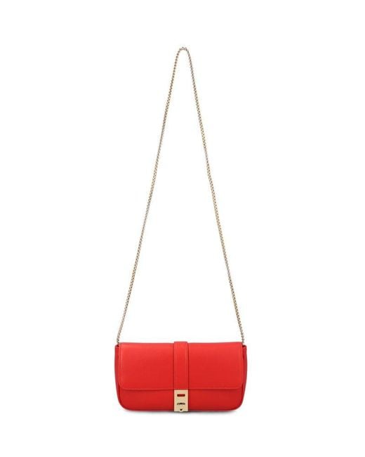 Ferragamo Red Gancini Chain-linked Shoulder Bag
