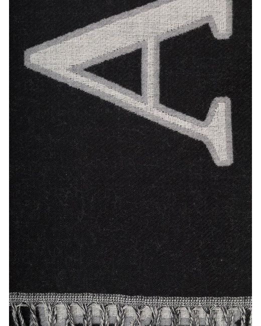 Alexander McQueen Black Logo Printed Fringed Scarf for men