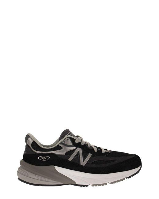 New Balance Black M990 Round Toe Lace-up Sneakers for men