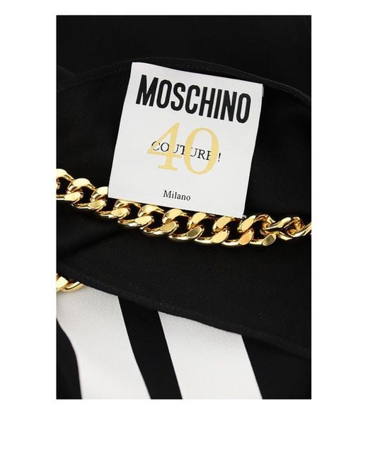 Moschino Black Loud Luruxy Printed Chain-halterneck Maxi Dress
