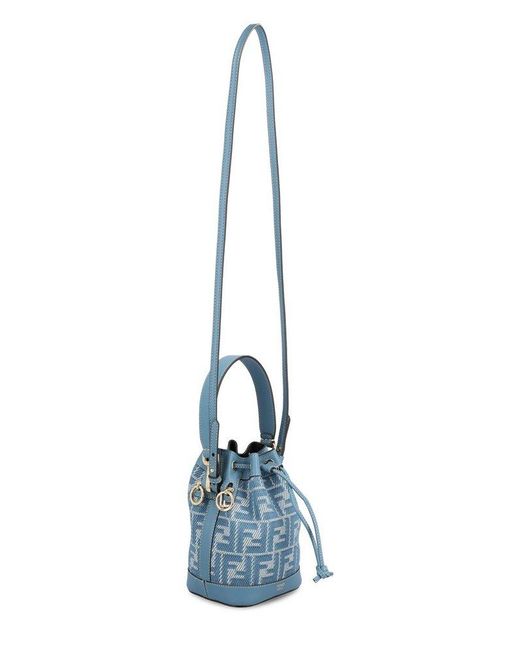 Fendi Blue Mon Tresor Ff Jacquard Mini Bucket Bag