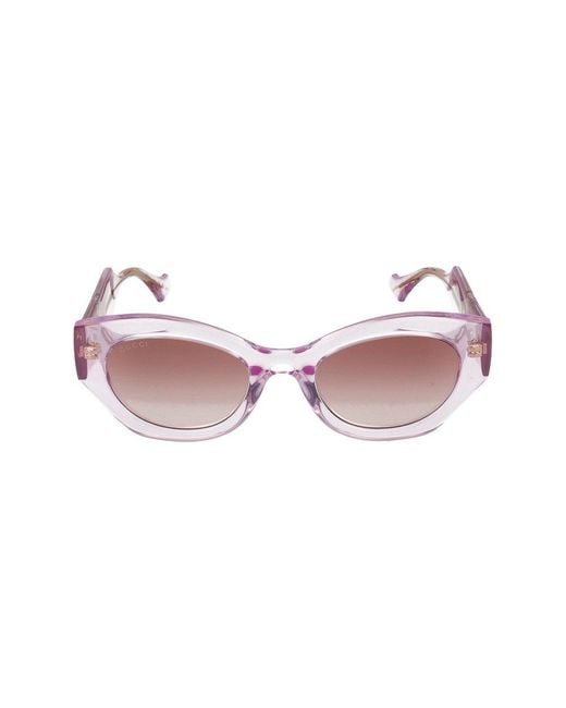 Gucci Pink La Piscine Oval Frame Sunglasses