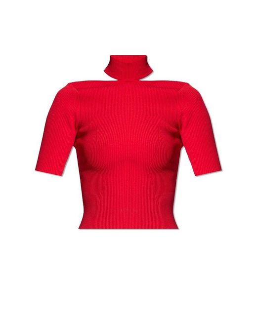 Cult Gaia Red 'brianna' Ribbed Top,