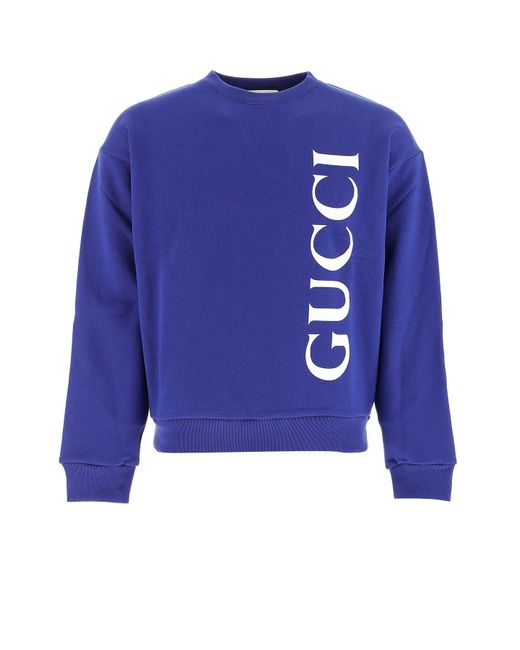 Gucci Blue Logo-print Cotton-jersey Sweatshirt for men