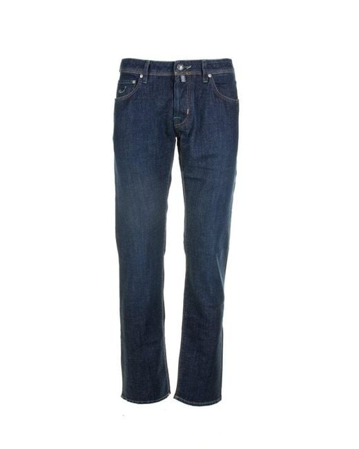 Jacob Cohen Blue Nick Logo Patch Mid-Rise Jeans for men