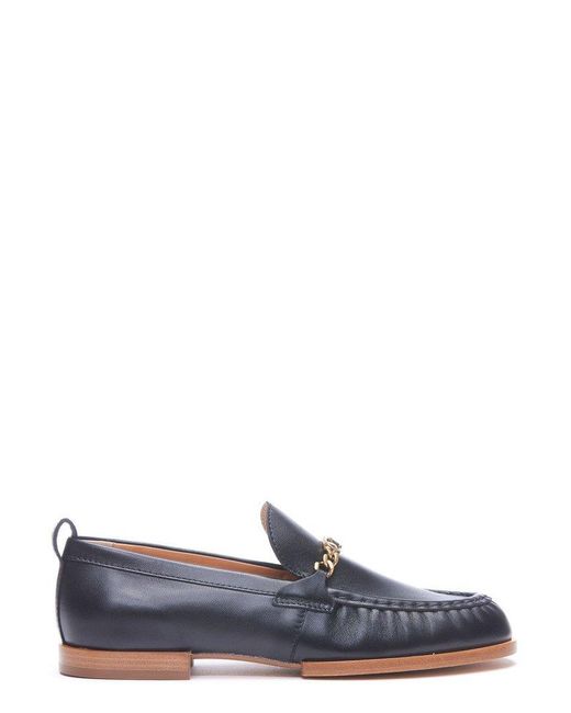 Tod's Gray Logo Chain-link Slip-on Loafers