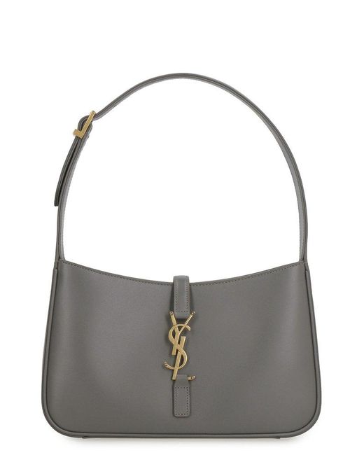 Saint Laurent Le 5 À 7 Logo Plaque Hobo Bag in Gray Lyst