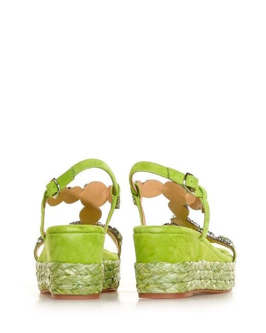 Alma En Pena. Green Embellished Platform Sandals