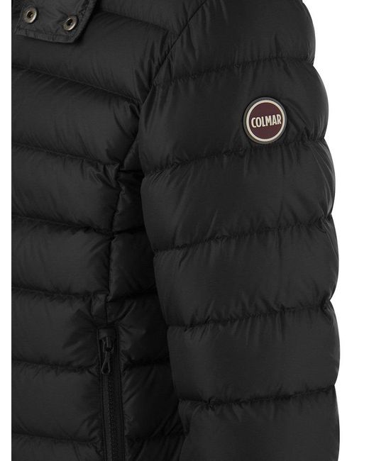 Colmar Black Long-sleeved Quilted Zipped Hooded Jacket for men