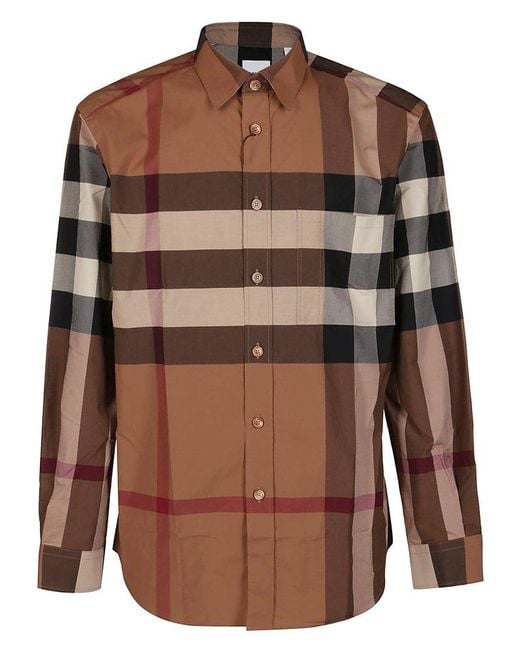 Burberry Brown Check Print Shirt for men