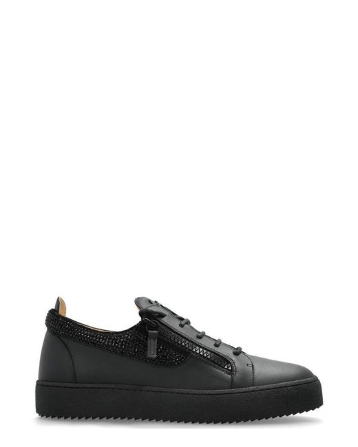 Giuseppe Zanotti Black Frankie Embellished Low-Top Sneakers for men