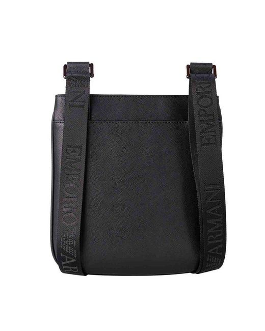 Emporio Armani Black Logo-patch Zipped Messenger Bag for men