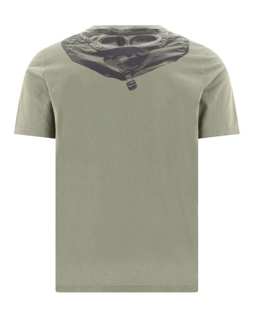 C P Company Green Goggle Logo Printed Crewneck T-shirt for men