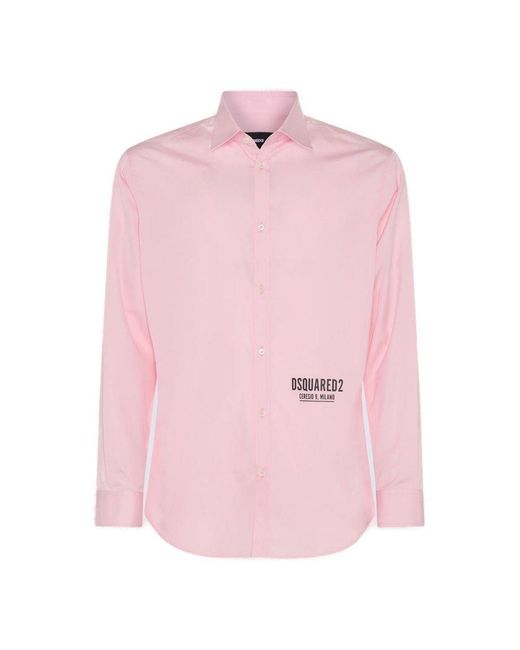 DSquared² Pink Long Sleeved Buttoned Shirt for men