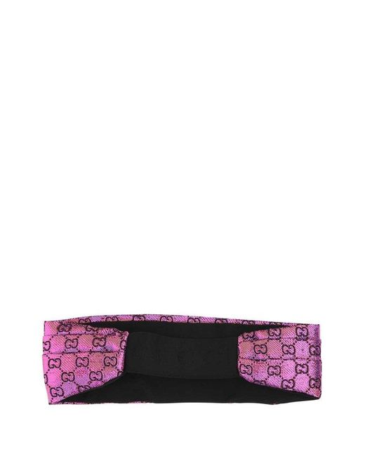 Gucci Purple Embroidered Viscose Blend Hair Band
