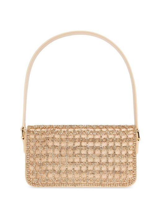 Self-Portrait Metallic Embellished Baguette Bag