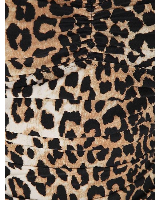 Ganni Black Leopard Print One Piece Swimsuit