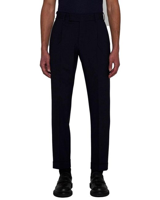 PT Torino Blue Pressed Crease Tailored Trousers for men
