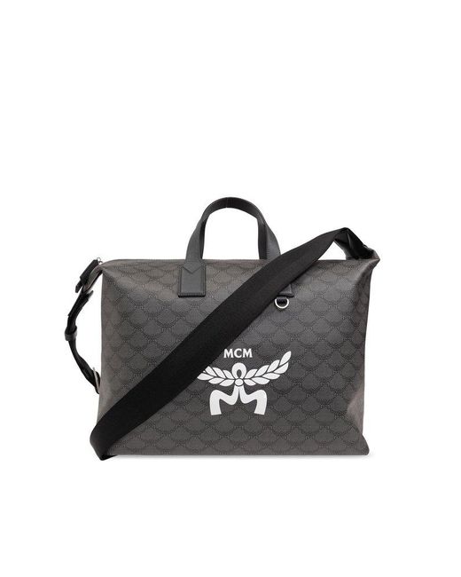 MCM Himmel E W Monogram Printed Tote Bag in Black for Men Lyst UK