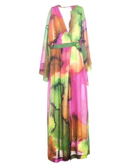 Dries Van Noten Multicolor Tie-dye Print Long Dress