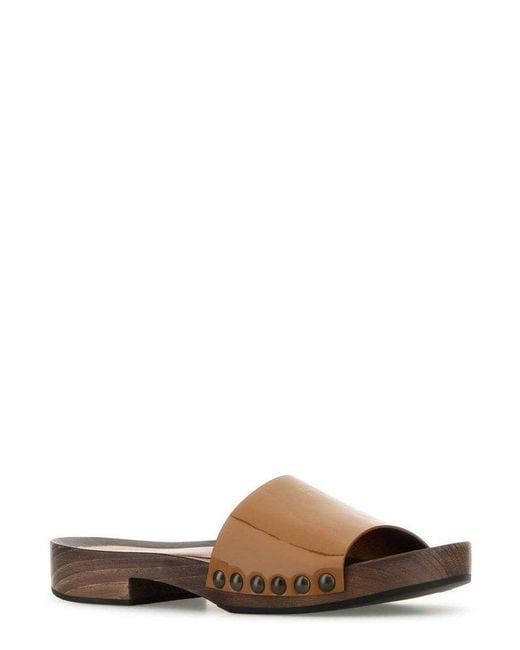 Miu Miu Brown Logo-Printed Slides